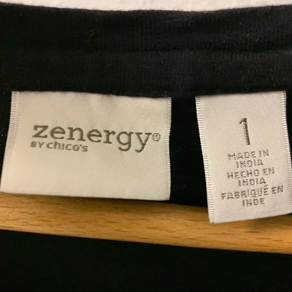Chico"s black Zenergy long sleeve tee shirt. SZ 1. - Picture 3 of 6